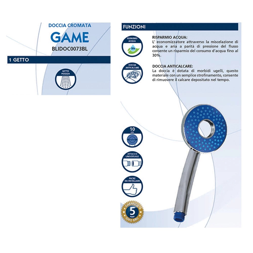 Doccino serie Game blu 1 funzione cromato