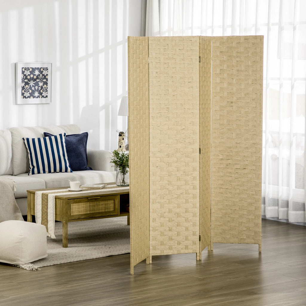 Paravento a 4 Ante Pieghevole ¨C Minimal ¨C Legno Marrone 170 cm