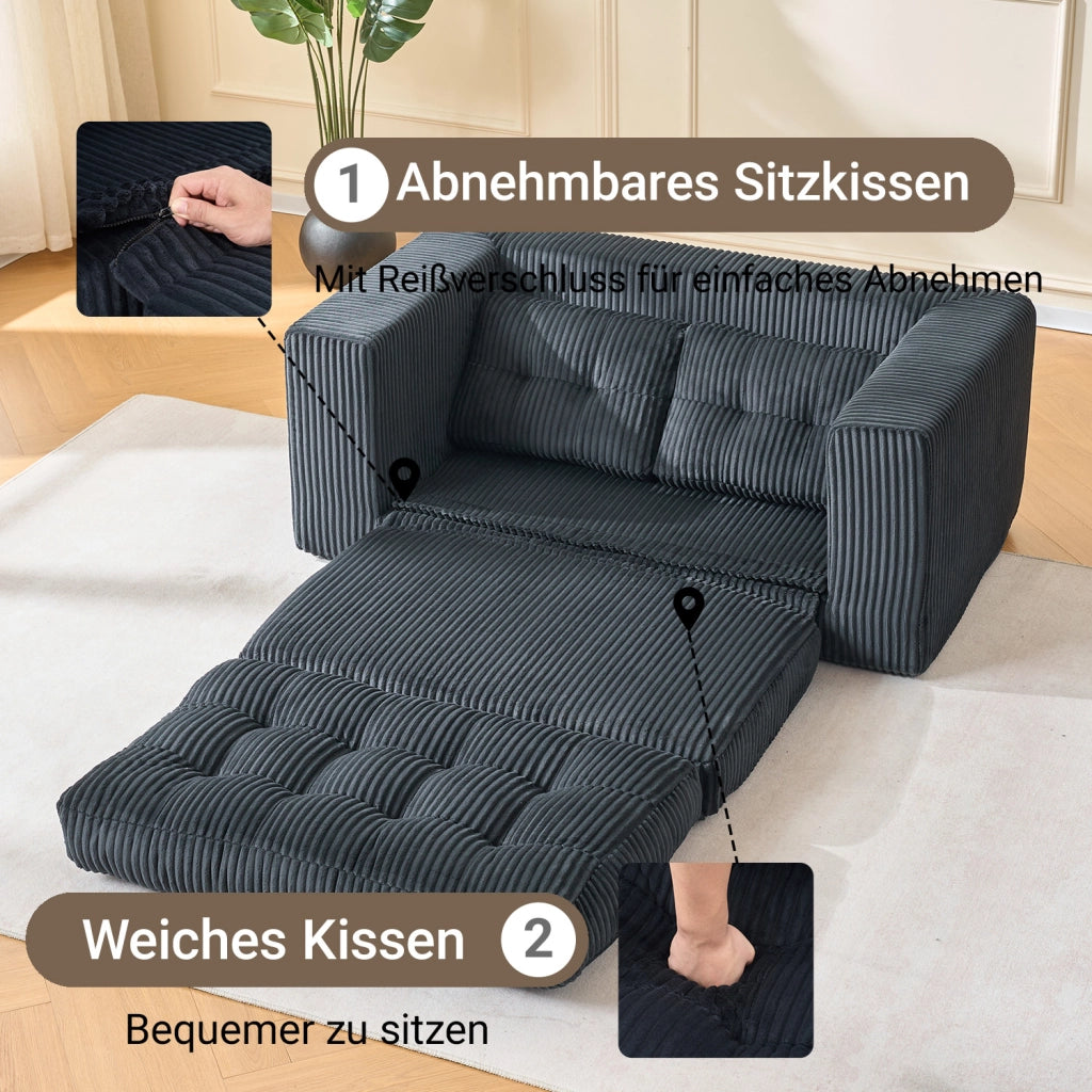 Divano Letto 2 Posti con Memory Foam ¨C Xylo ¨C Tessuto a Coste, Compatto