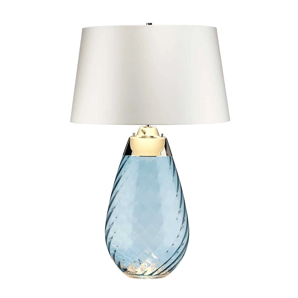 Lampada da tavolo Lena vetro blu paralume bianco Elstead