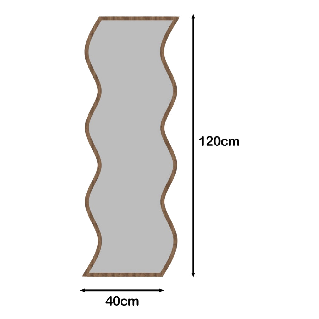 Metonoka, Specchio Forma Rettangolare, 40x120h cm Marrone Noce