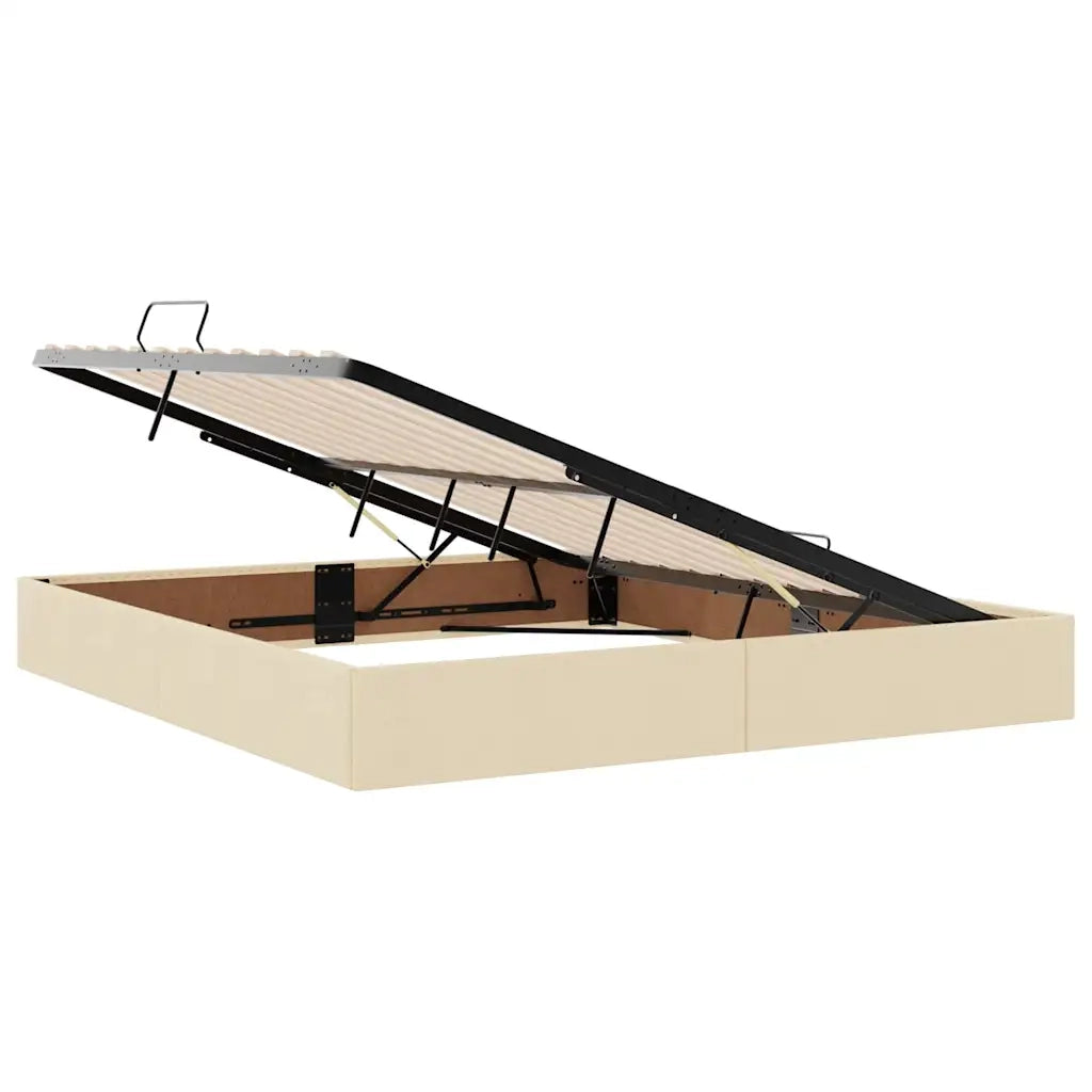 Letto con contenitore e LED con led Crema 160 x 200 cm Tessuto