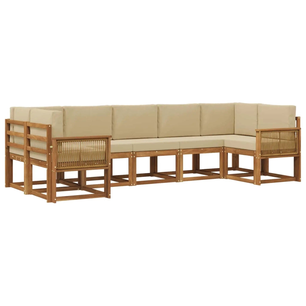 Set di divani da esterno 7 pz Naturale e Beige 3385519