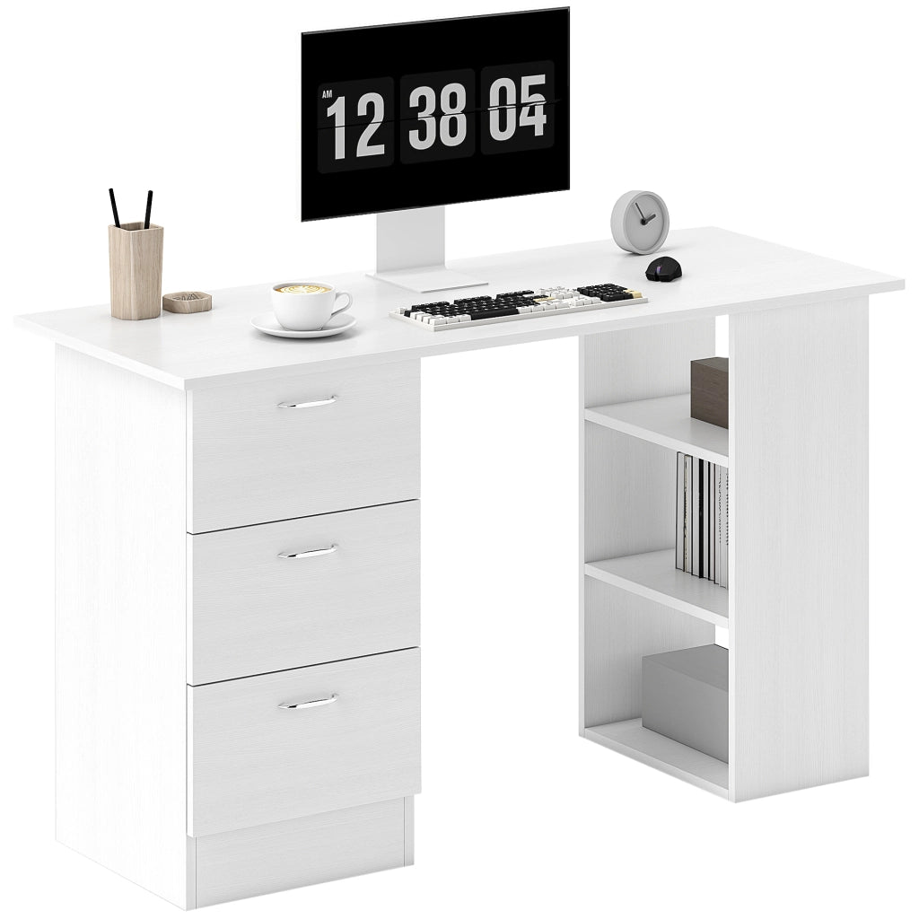 Scrivania con scaffale e cassetti ¨C Minimal ¨C bianco 120x50x cm