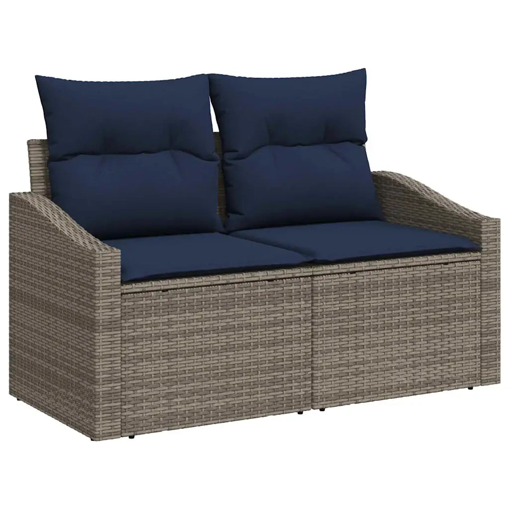 Set di divani con cuscino 10 pcs Nero e Blu polyrattan 3349072