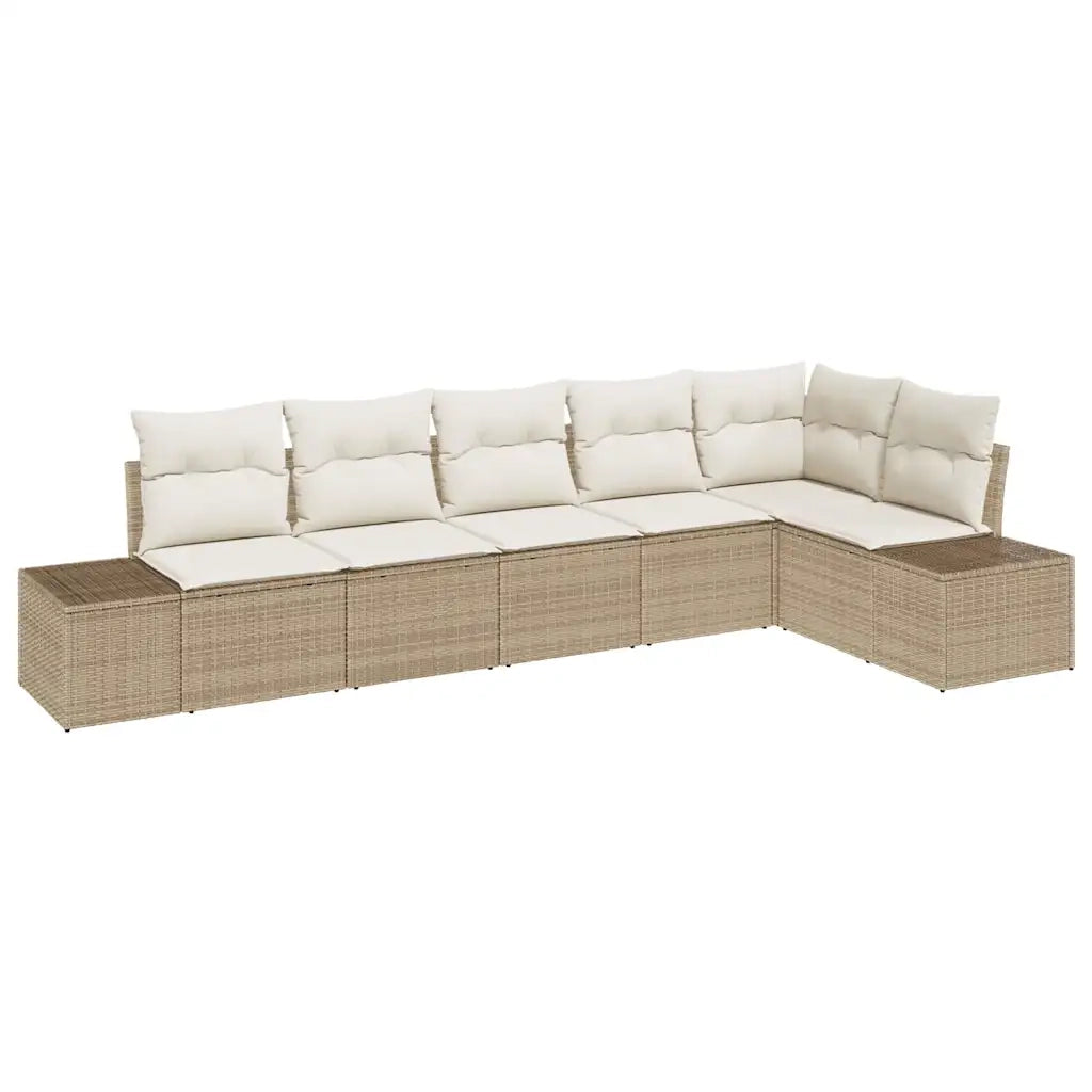 Set Divano da Giardino 6 pcs Beige e Crema polyrattan 3355750