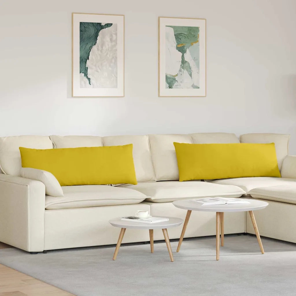 Cuscini da Divano 2 pz | Cuscini per sedie Giallo 120 x 40 cm Tessuto in Cords