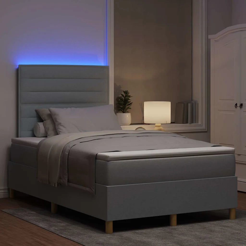 Letto a Sorgente LED Grigio chiaro 120 x 200 cm Tessuto 3343012