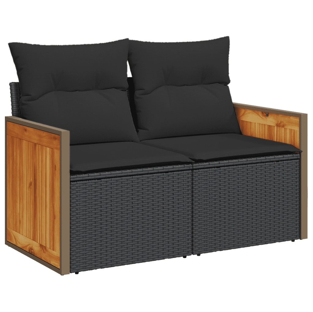 Set Divani da Giardino con Cuscini 8 pz Nero in Polyrattan 3274072