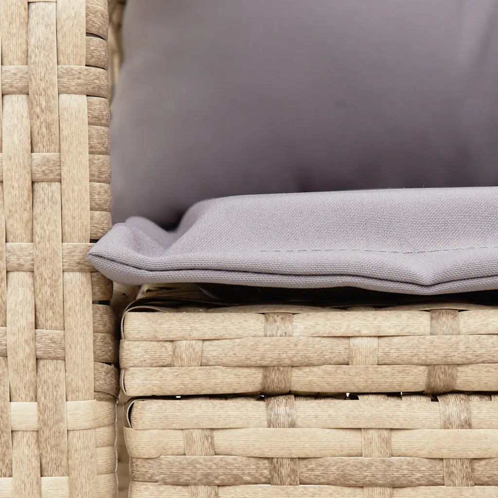 Sedia a Dondolo da Giardino | Sedie da Esterno con Cuscini in Polyrattan Beige
