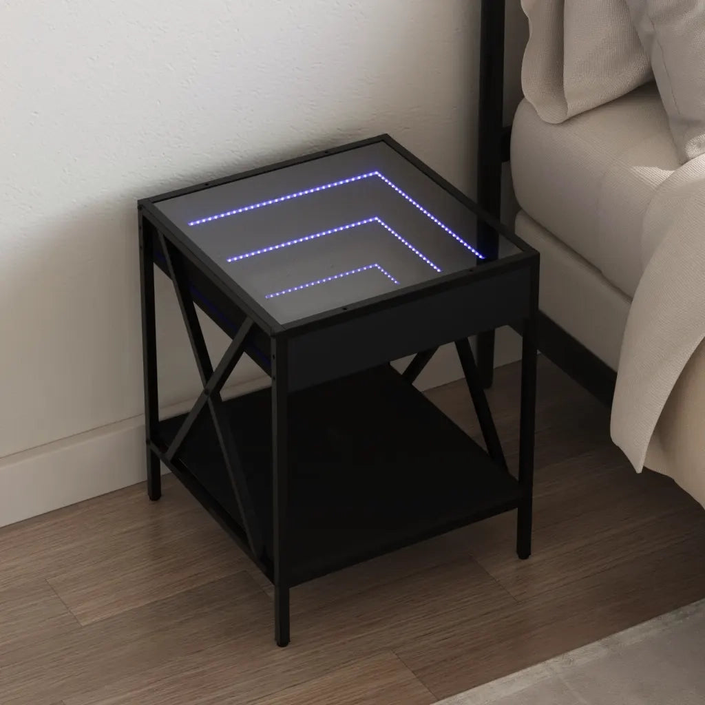 Comodino con LED Infinity Nero 40x40x49 cm 3284096