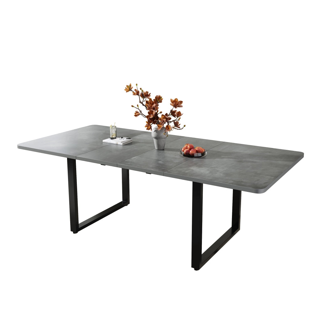Tavolo da pranzo allungabile a 3 lunghezze 140/180/220x80 cm, grigio, in MDF, per 6-10 persone
