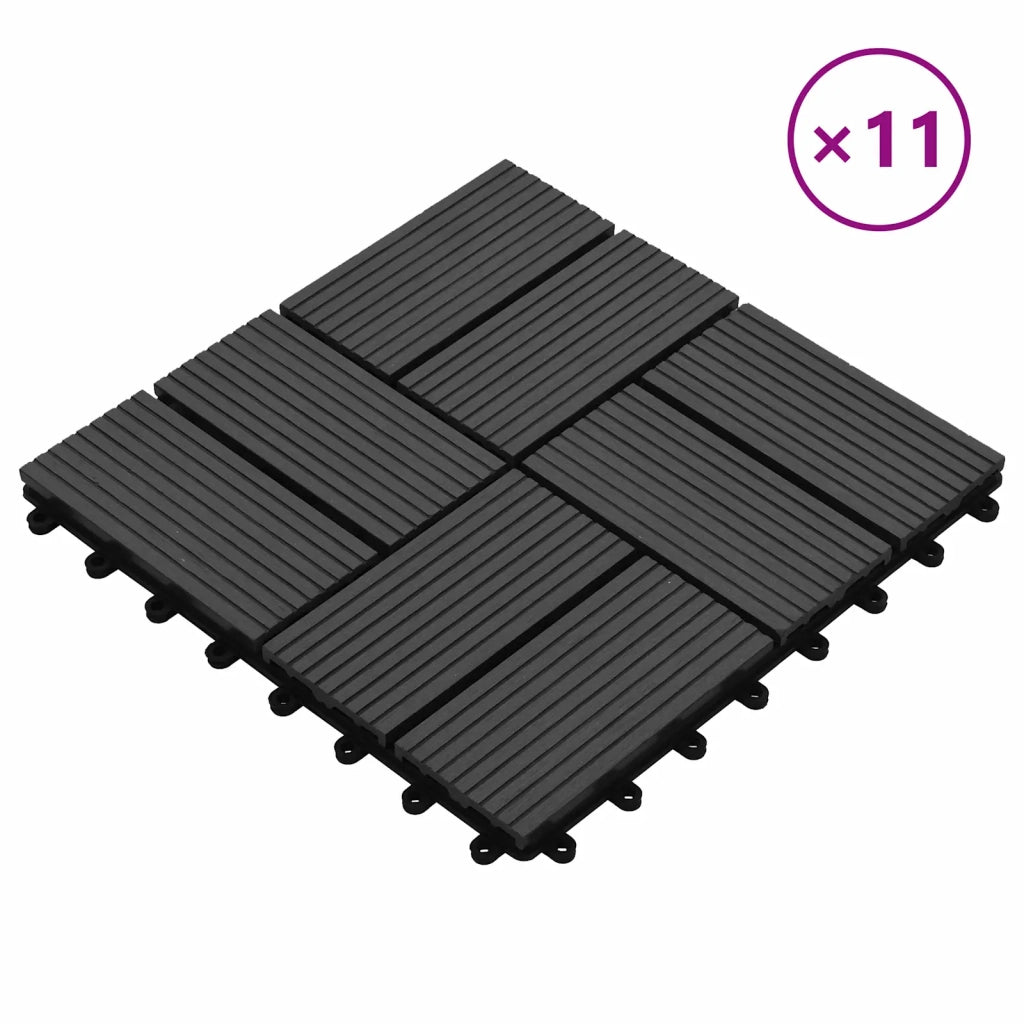 Piastrella per Decking 11 pcs Nero 30 x 30 cm WPC 42046676