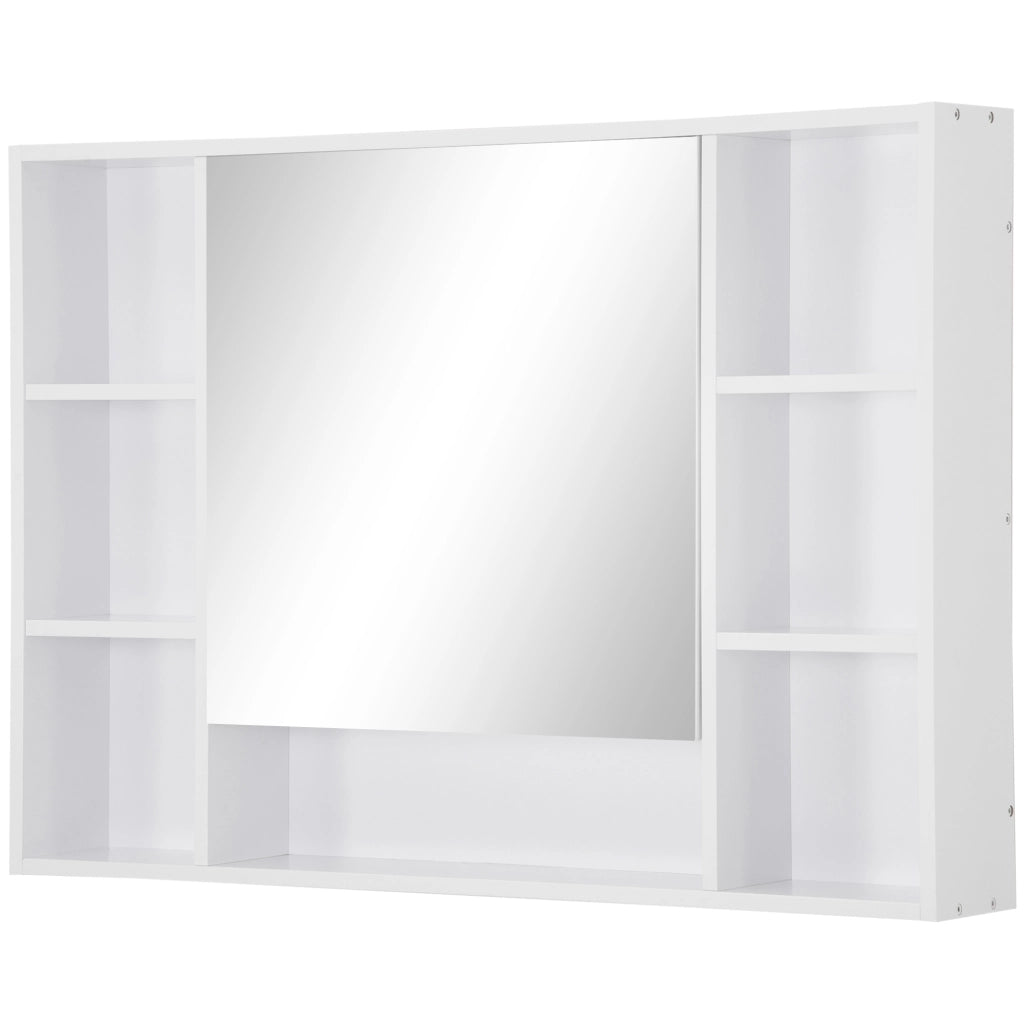 Mobiletto da bagno con specchio e ripiani ¨C Minimal ¨C bianco 100x70x15