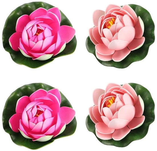 Decorazione per Acquario - Finto Loto - Decorazione per Piscina - Decorazione per Vasca - Decorazione per Giardino - 2 Pezzi