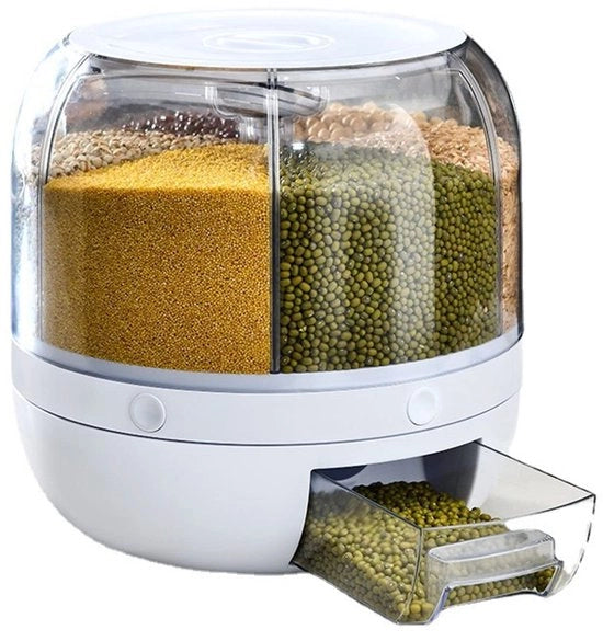 Dispensatore di cereali 360° rotativo - contenitore di riso - conservazione alimentare - design trasparente - contenitore di conservazione sigillato - sicuro e fresco - contenitore di riso