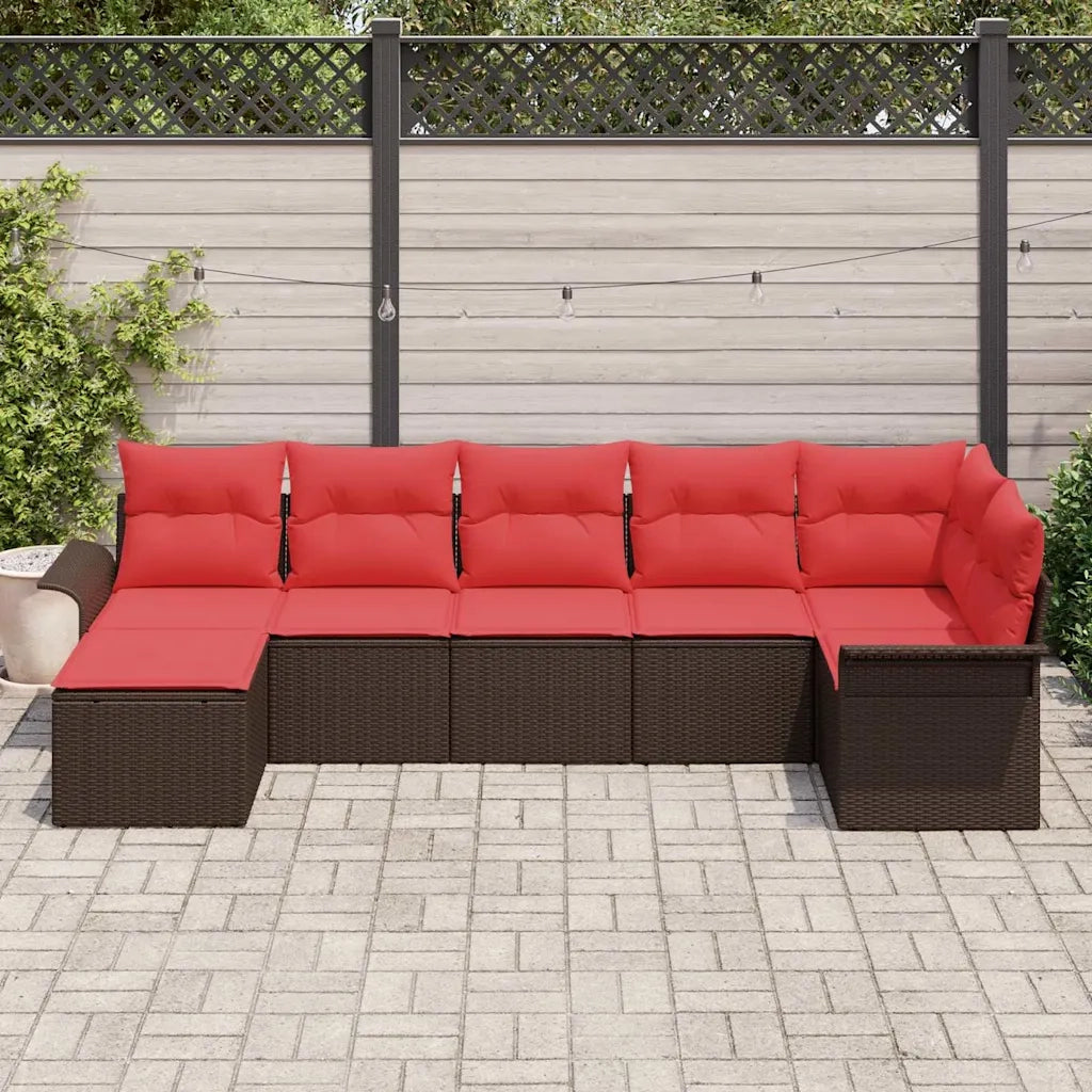 Set Divano da Giardino con cuscino Marrone polyrattan 3345454