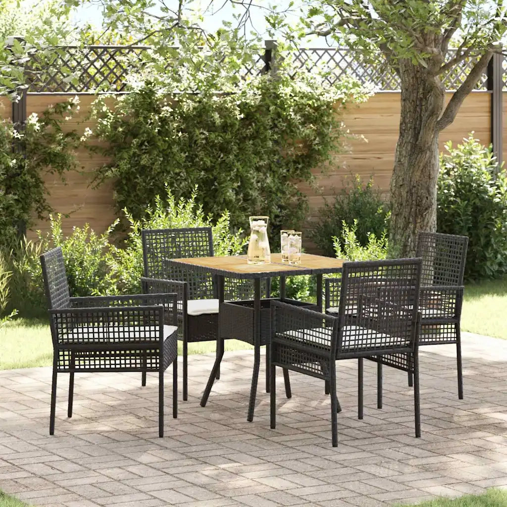 Set da Pranzo per Giardino 5 pcs Nero polyrattan 3334936