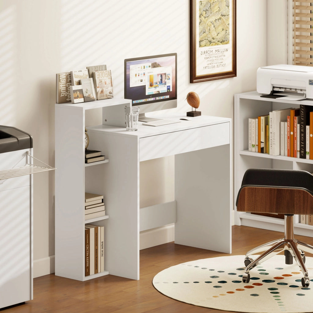 Scrivania PC Moderna con Cassetto e Ripiani Aperti ¨C Minimal ¨C 100x40x90 cm