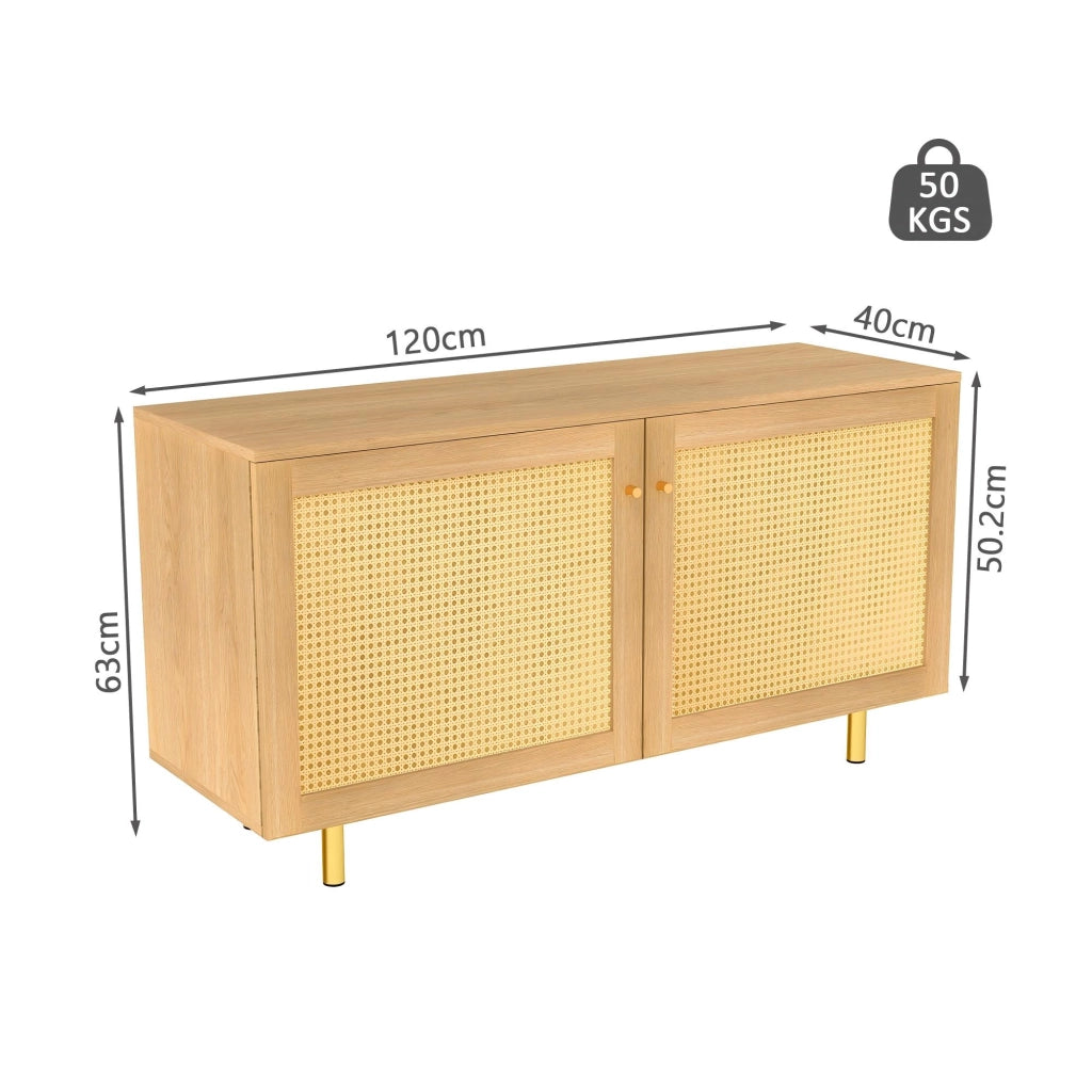 Credenza in vimini - Zephmum - H63x120x40 cm - Rustica, doppia ante