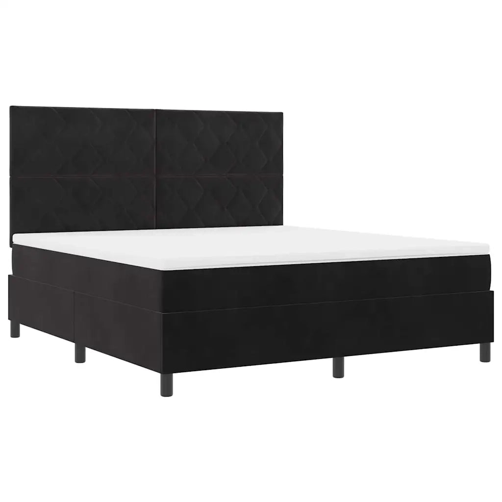 Letto a Sorgente LED con materasso Nero 180 x 200 cm Tessuto