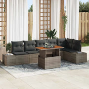 Set da Pranzo per Giardino con cuscino 7 pcs Grigio e Marrone