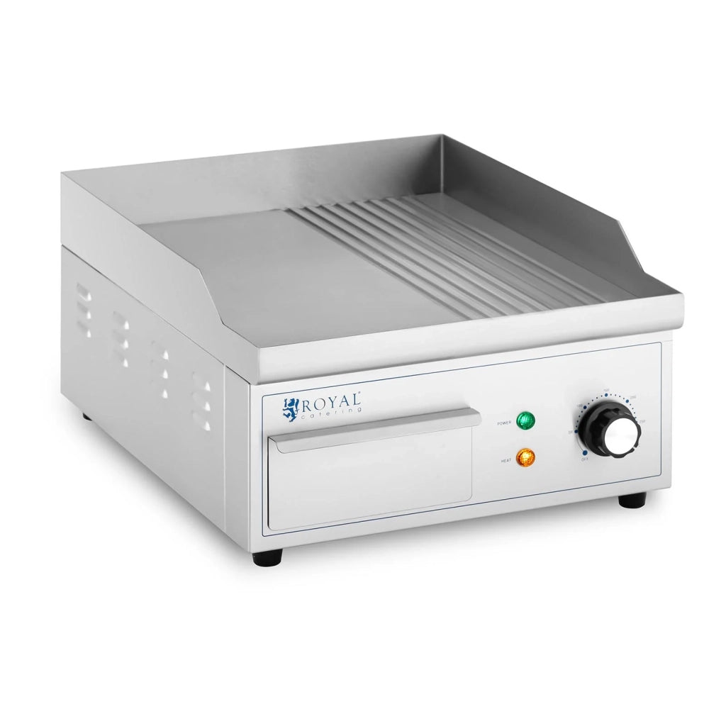 Piano cottura plancha elettrico professionale grill 2.000 watt (360 x 380 mm, piastra in ferro liscia e rigata) 14_0004063