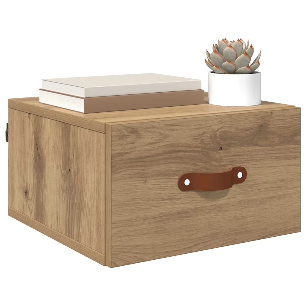Mobiletto da comodino a parete Rovere artigianale 882336