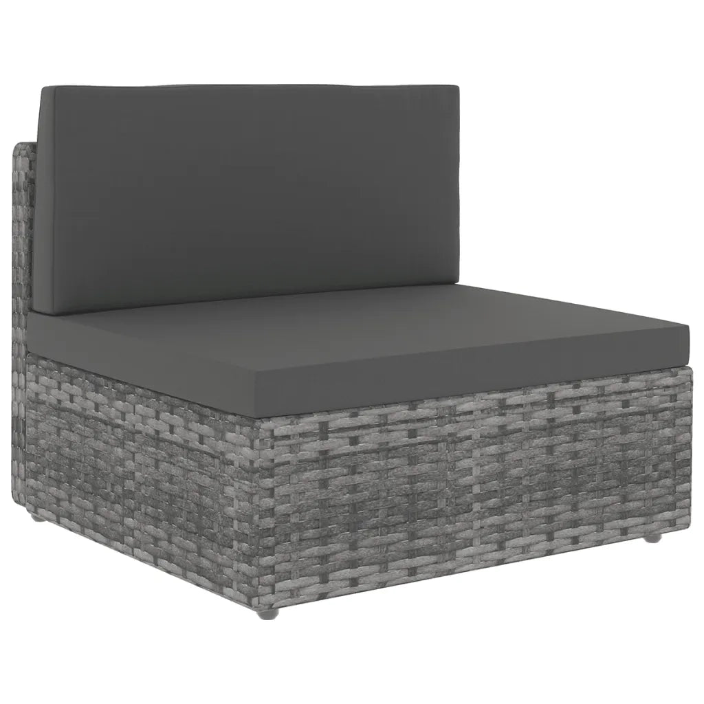 Set Divani da Giardino 9 pz con Cuscini in Polyrattan Grigio 3067184