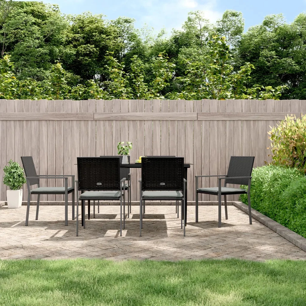 Set Pranzo da Giardino 7 pz con Cuscini in Polyrattan e Acciaio 3187006