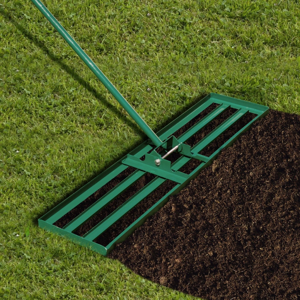 Rastrello livellatore per prato cortile, Livellatore giardino con impugnatura ergonomica e piastra 91x25cm-Attrezzi da giardino
