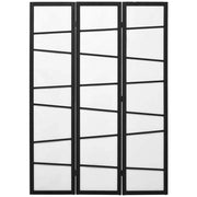 PARAVENTO A 3 PANNELLI PIEGHEVOLE IN LEGNO 120X170CM NERO E BIANCO