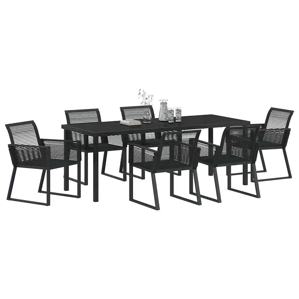 Set da Pranzo per Giardino 7 pcs Nero 3379315