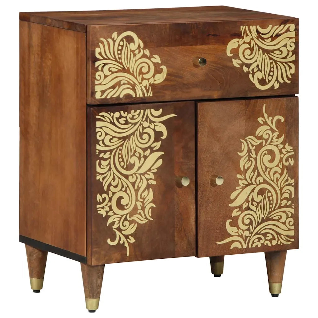 Comodino con porta con cassetto-Tavolino da notte Marrone miele 50 x 33 x 60 cm 478526