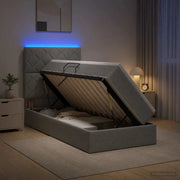 Letto con contenitore LED e materasso Grigio Chiaro 90 x 200 cm 3459981