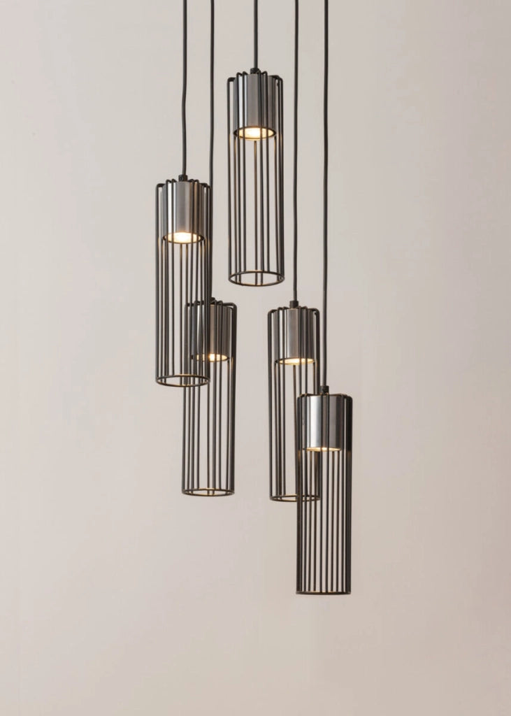 Lampada a sospensione Fobia industriale nera 5xGU10