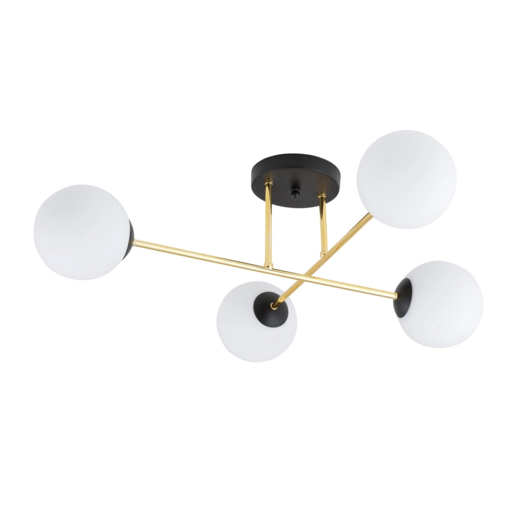 Plafoniera Emibig MAGNUM 4xE14 oro, diffusori bianchi