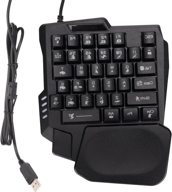 Tastiera da Gioco Unica con Supporto per Pollice e Tasti Meccanici per Computer e Giochi Mobili in Nero