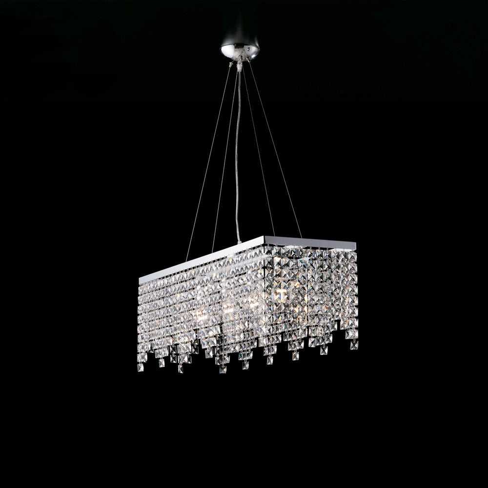 Penelope Sospensione in ottone e ferro cromato 4 luci con strass  L.71 X 30 BL31-4-CR