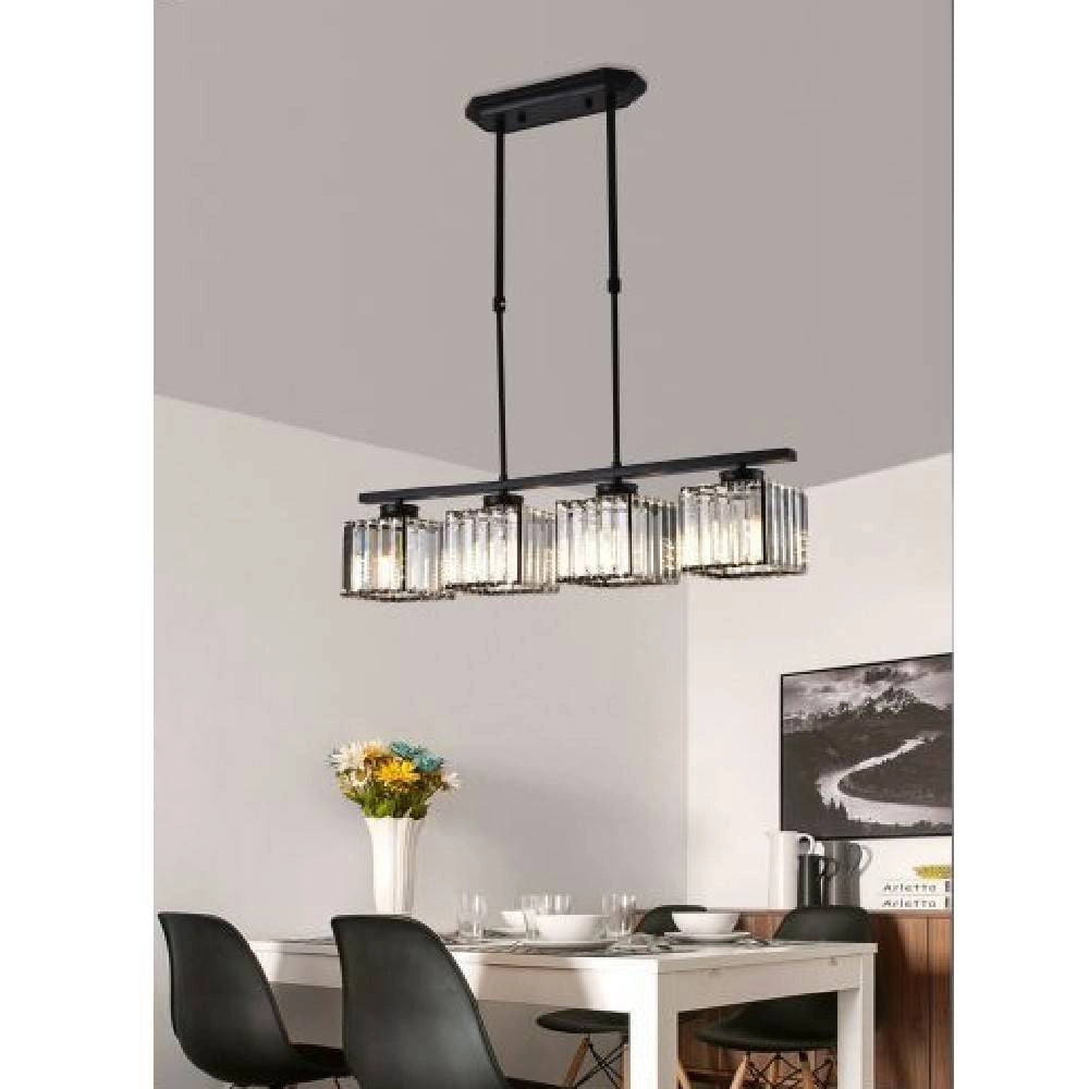 Trade Shop - Lampadario Da Soffitto E27 Sospensione 4 Cubi Design Moderno Metallo Nero A32-4 -