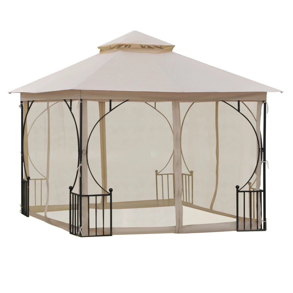 Gazebo da giardino ¨C Minimal ¨C beige e nero 295x295x275 cm