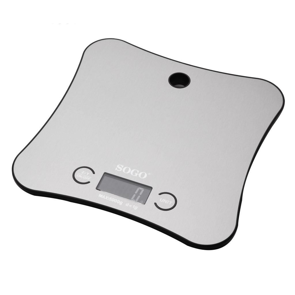 Bilancia da cucina digitale con Bluetooth 5 kg, app nutrizionale, display LCD e base in acciaio inox - Sogo