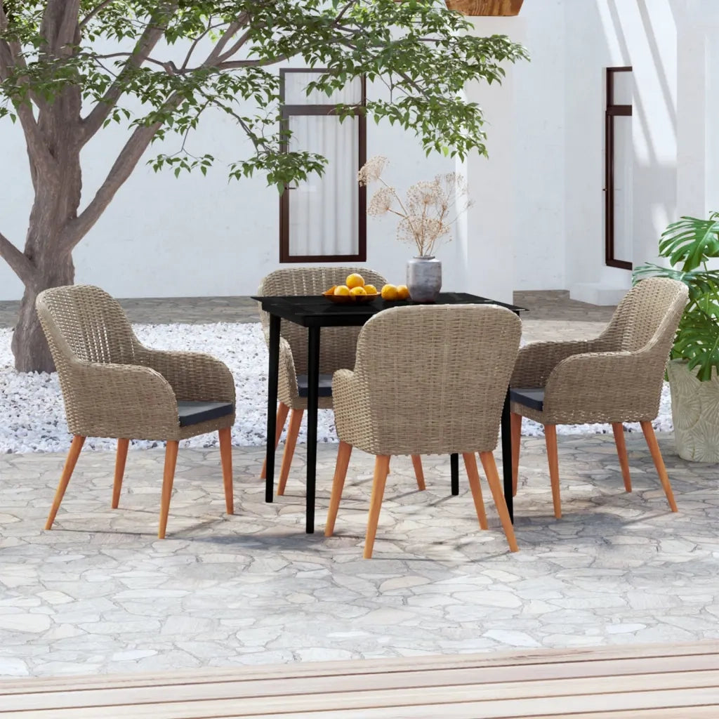 Set da Pranzo da Giardino 5 pz con Cuscini Marrone 3099524