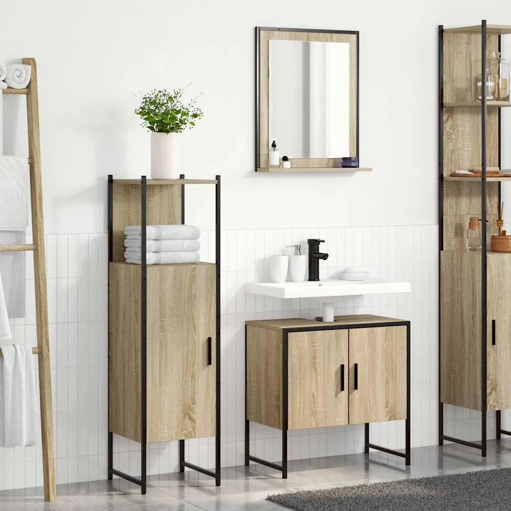 Set di mobili per il bagno 3 pcs Marrone Legno multistrato