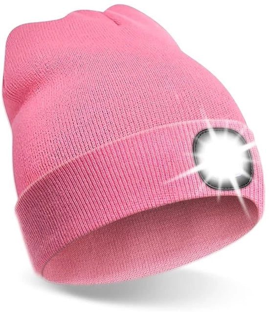 Cappello LED Ricaricabile per Attività Invernali, Rosa