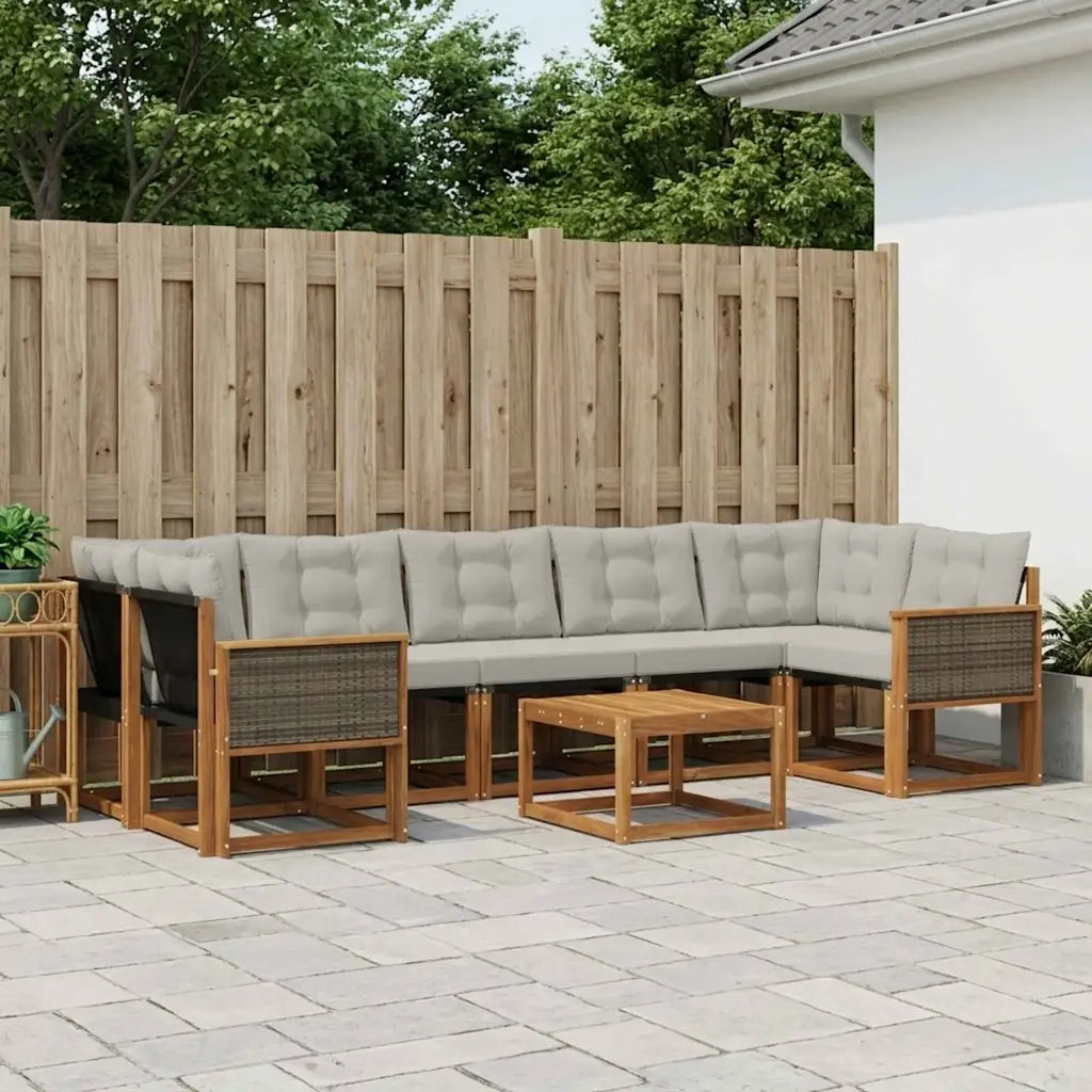 Set di divani da esterno 8 pcs Naturale e Grigio Chiaro 3381835