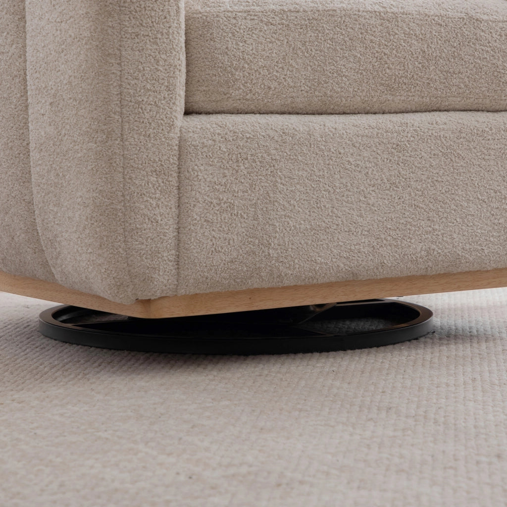 Pouf Poltrona Rotante in Tessuto Chenille con Gambe in Metallo ¨C Xylo ¨C Beige
