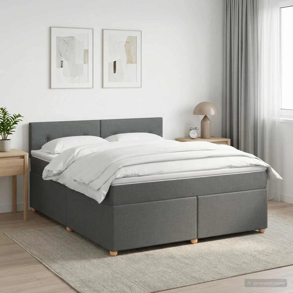 Letto box spring con materasso Grigio Scuro 140 x 200 cm 3450973