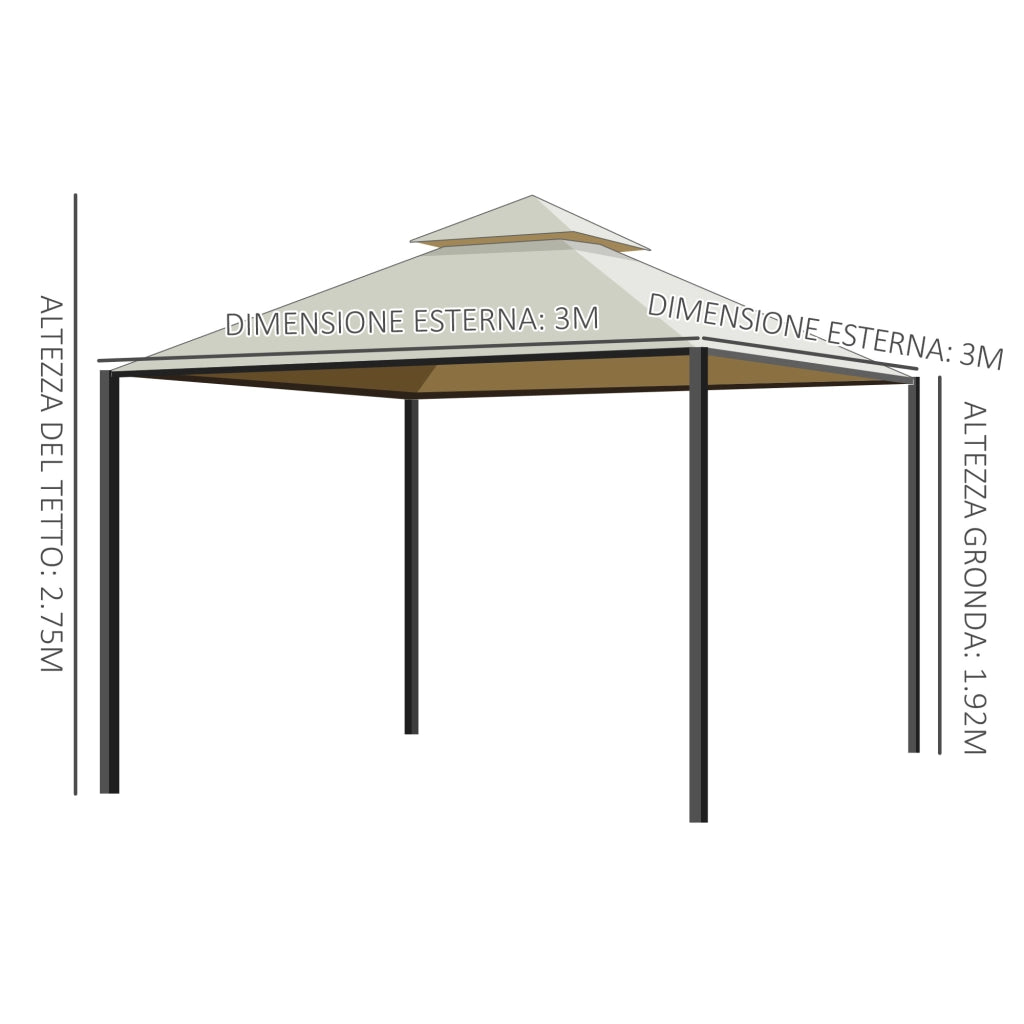 Gazebo da Giardino 3x3m ¨C Minimal ¨C Beige