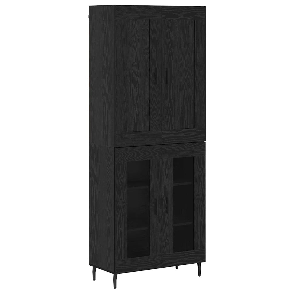 Credenza 2 pcs Rovere Nero Legno multistrato